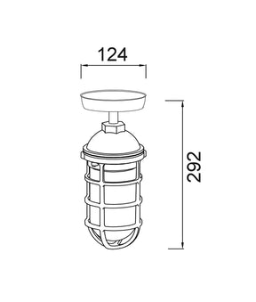VILLAKU Exterior Cylinder Aluminium & Glass with Cage Ceiling / Wall Lights IP44