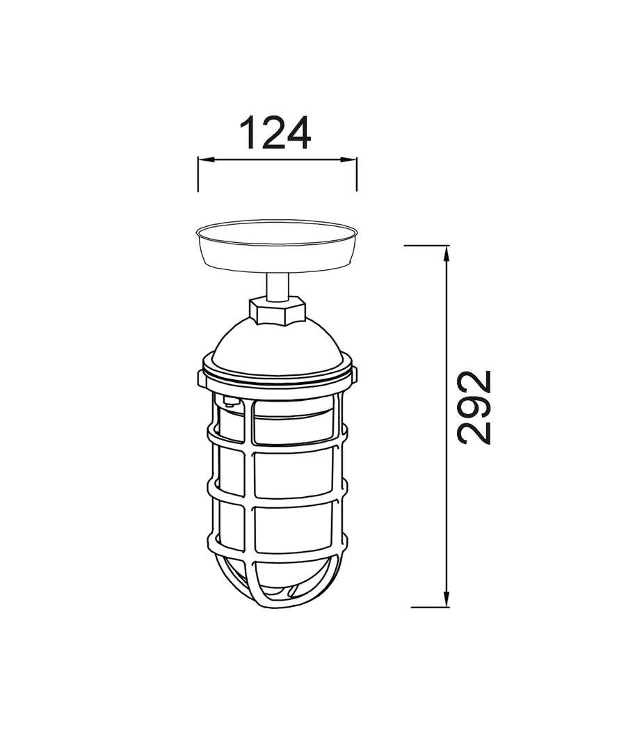 VILLAKU Exterior Cylinder Aluminium & Glass with Cage Ceiling / Wall Lights IP44
