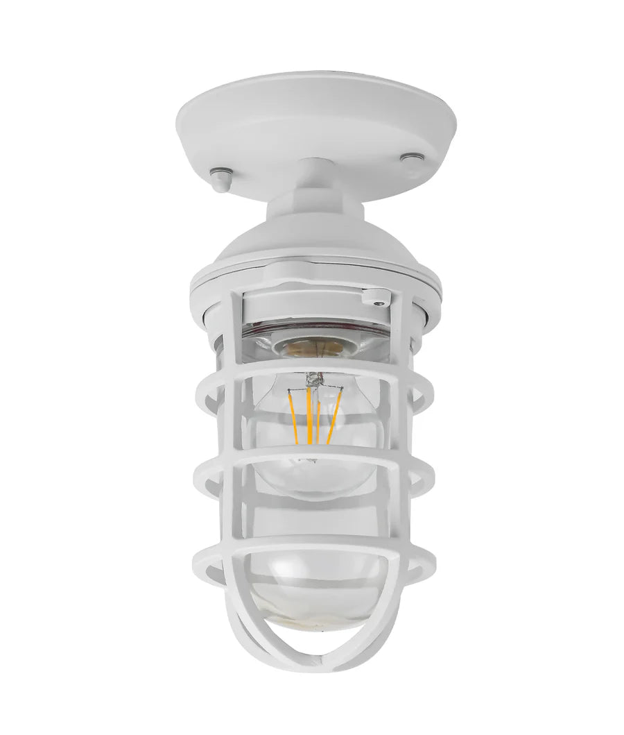 VILLAKU Exterior Cylinder Aluminium & Glass with Cage Ceiling / Wall Lights IP44