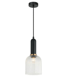 VINTAJ: Retro Interior Ellipse Shape Ribbed Glass Pendant Lights
