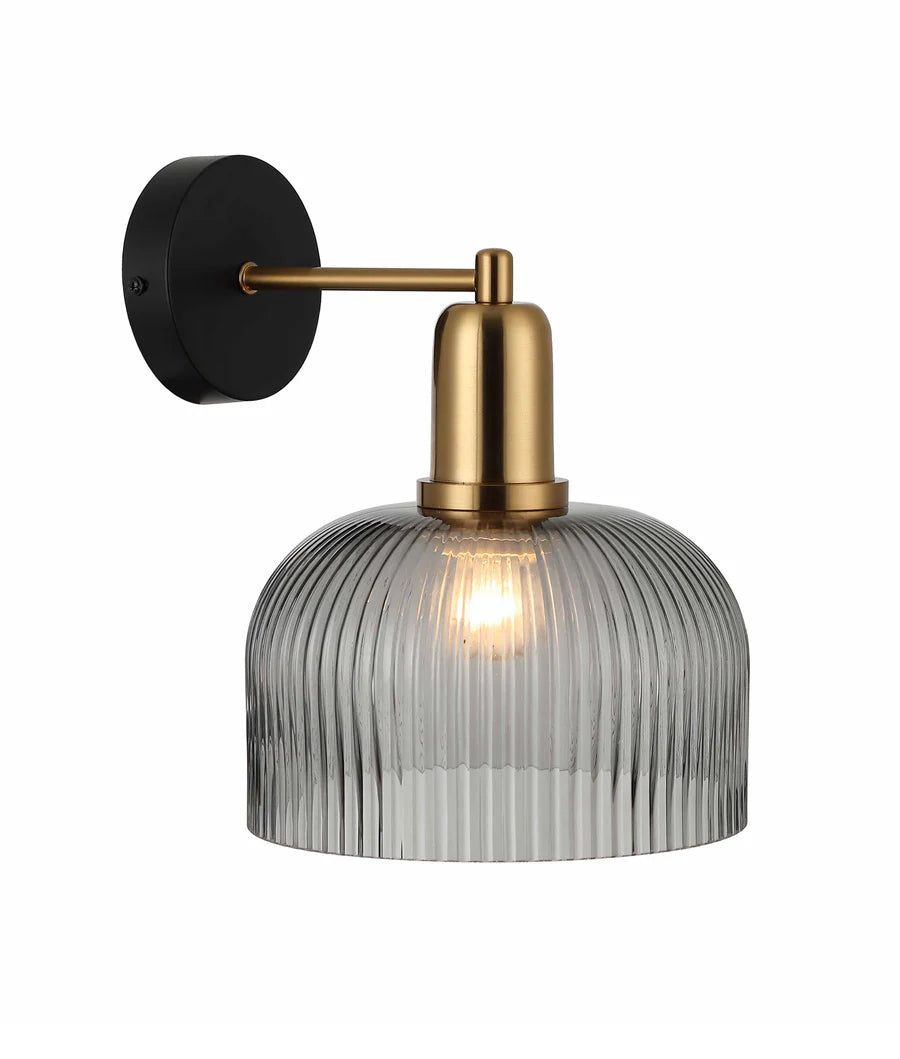 VINTAJ Interior Dome Glass with Antique Brass Highlight Wall Lights