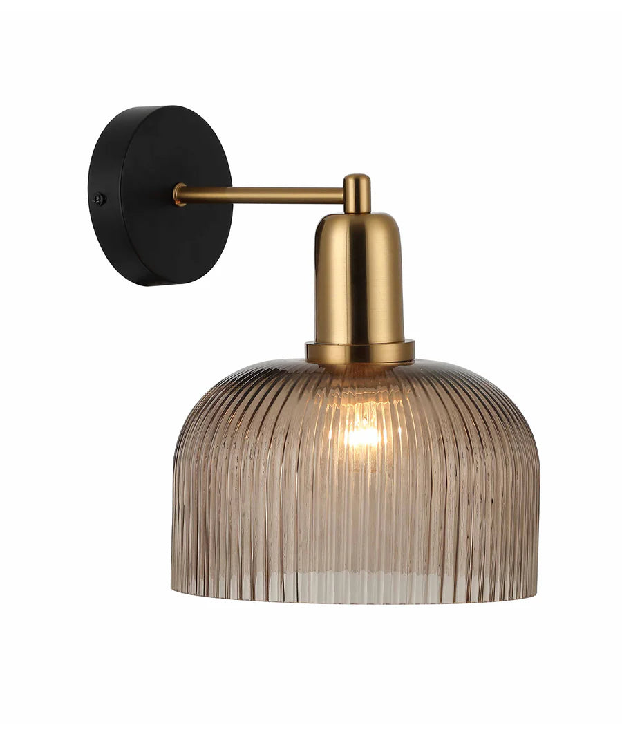 VINTAJ Interior Dome Glass with Antique Brass Highlight Wall Lights