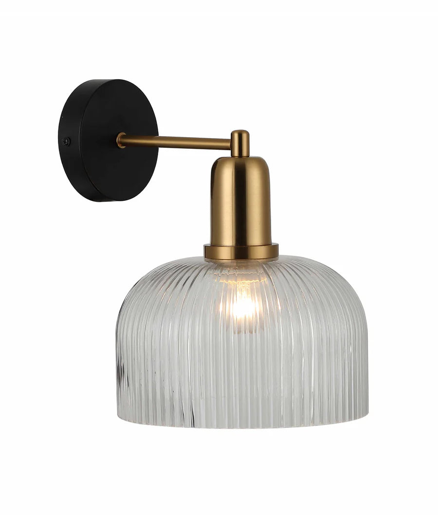 VINTAJ Interior Dome Glass with Antique Brass Highlight Wall Lights