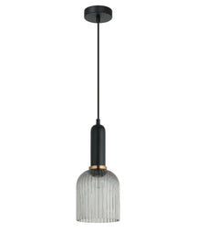 VINTAJ: Retro Interior Ellipse Shape Ribbed Glass Pendant Lights