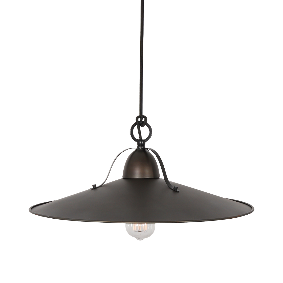 Benson L WI 1 Light Large 48cm E27 Pendant Weathered Iron