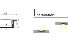 Strip channel recessed aluminum 3m