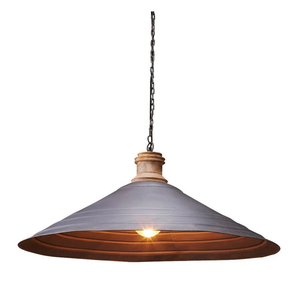 Hudson Ceiling Pendant Matt Grey and Wood