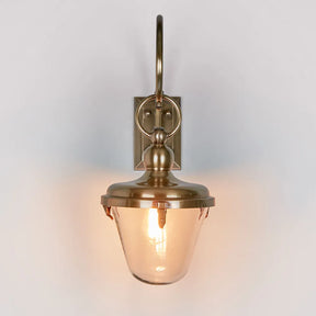 Savoy Outdoor Wall Light with Glass Shade Antique Brass