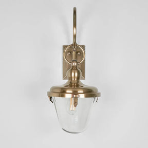 Savoy Outdoor Wall Light with Glass Shade Antique Brass