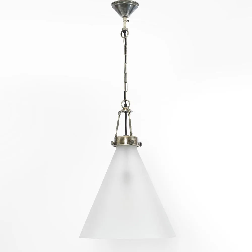Gadsden Ceiling Pendant Large Silver with Frosted Glass