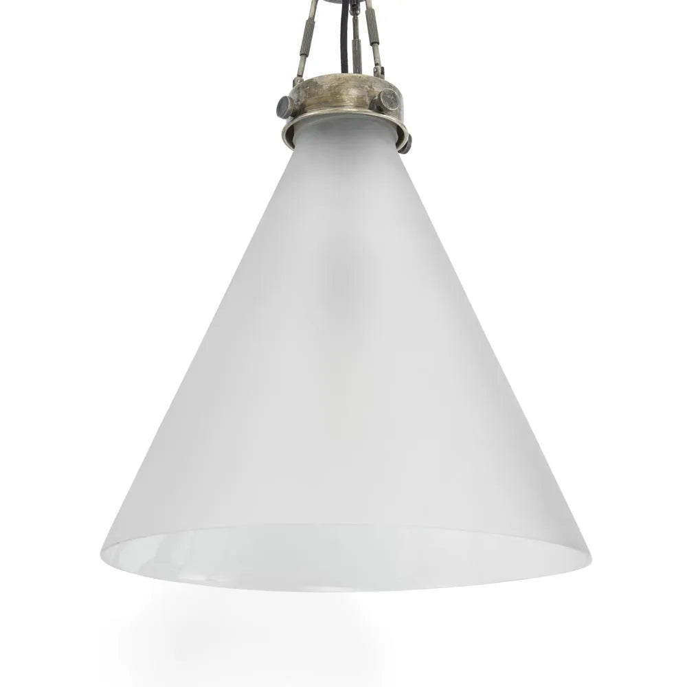 Gadsden Ceiling Pendant Large Silver with Frosted Glass