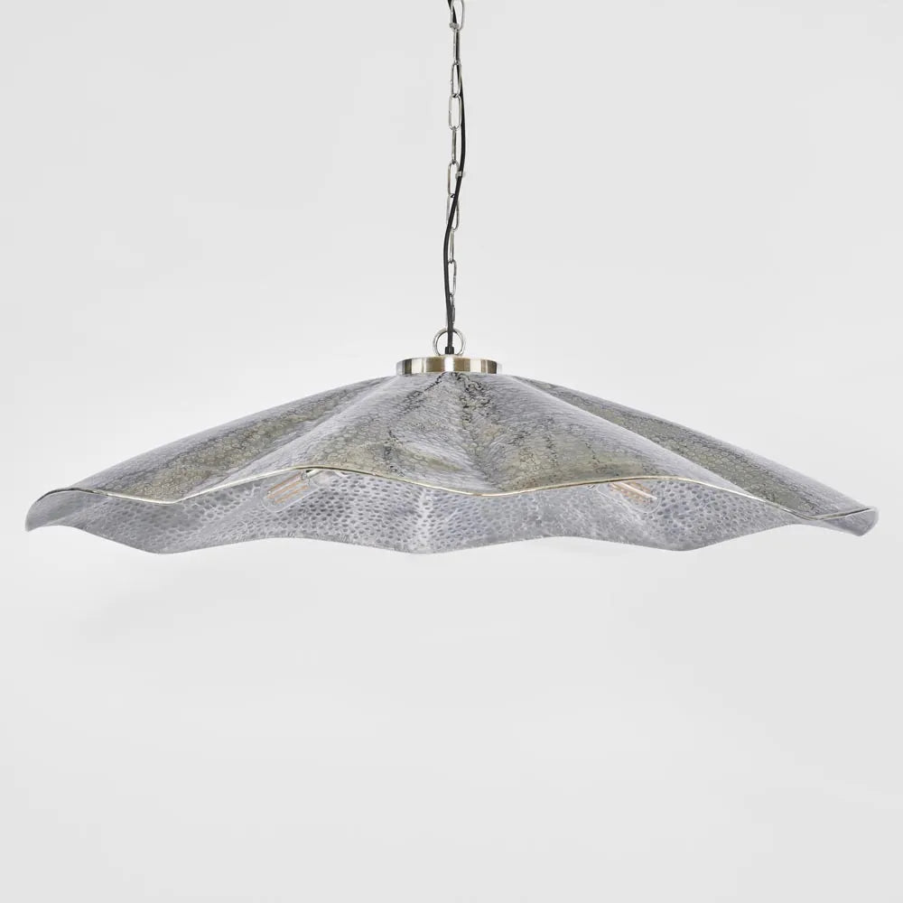 Melville Ceiling Pendant Hammered Large Antique Silver
