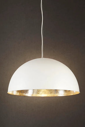 Alfresco Dome Ceiling Pendant White and Silver