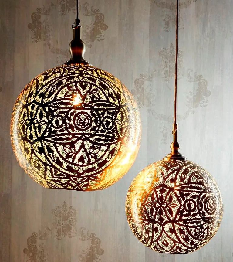 Moroccan Ball Ceiling Pendant Medium Silver
