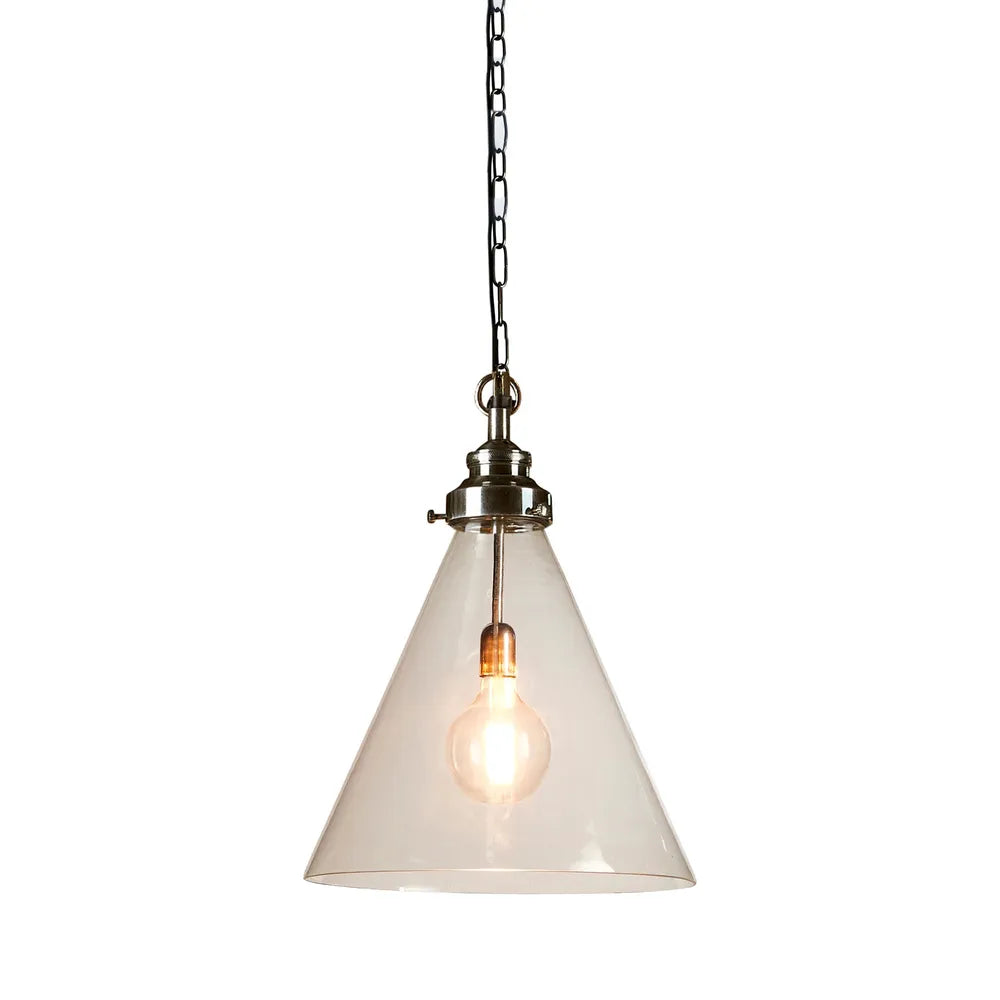 Gadsden Ceiling Pendant Medium Silver with Clear Glass