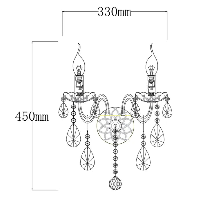 Bromley Crystal Wall Light - 2 Light