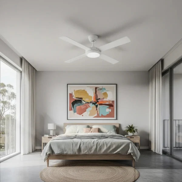 Eco Silent Pro DC Ceiling Fan with CCT LED Light – White 48″