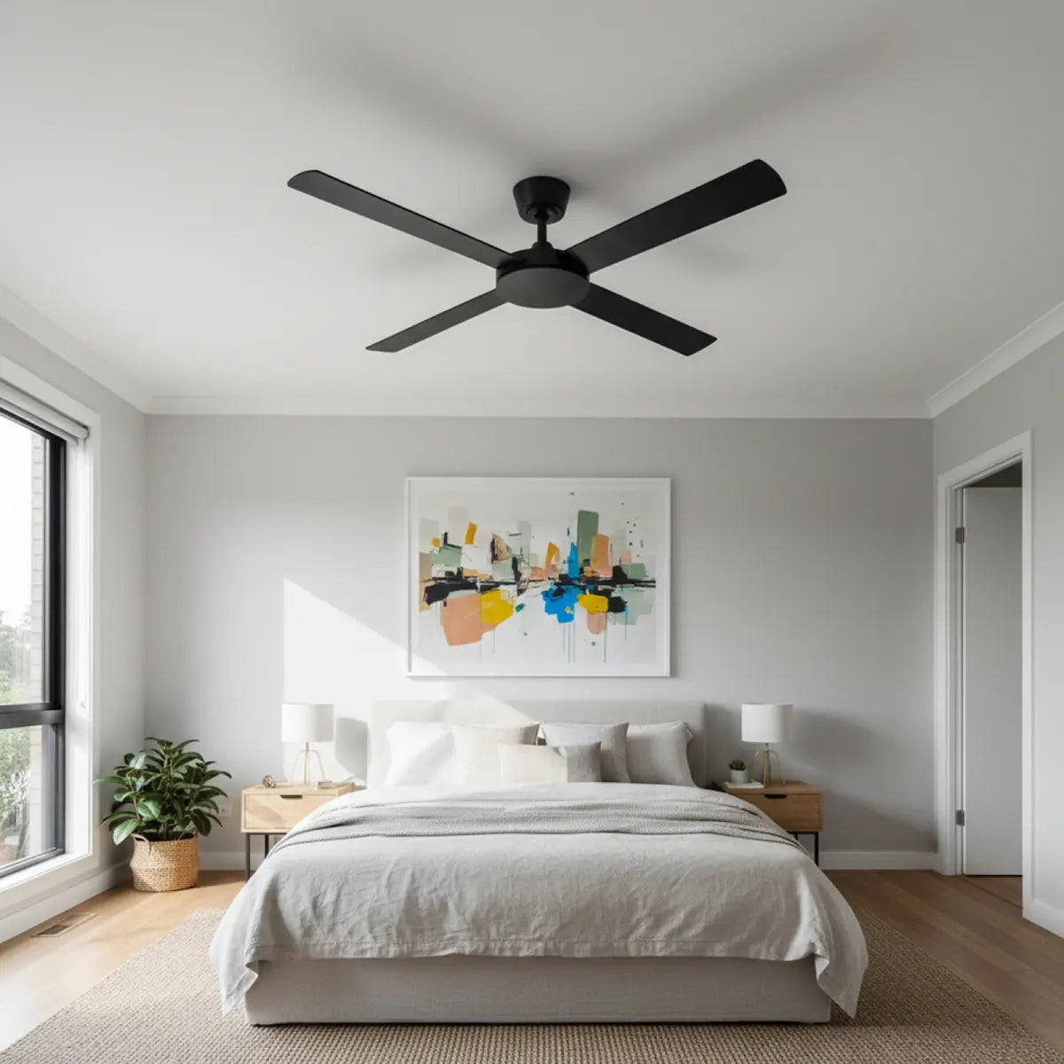Eco Silent Pro DC Ceiling Fan with Remote – Black 52″
