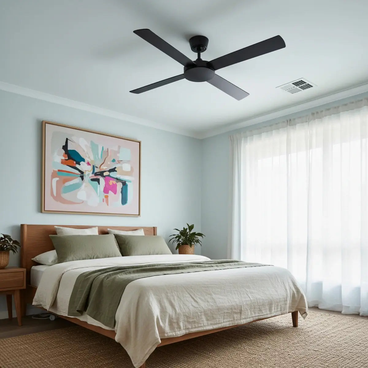 Eco Silent Pro DC Ceiling Fan with Remote – Black 52″