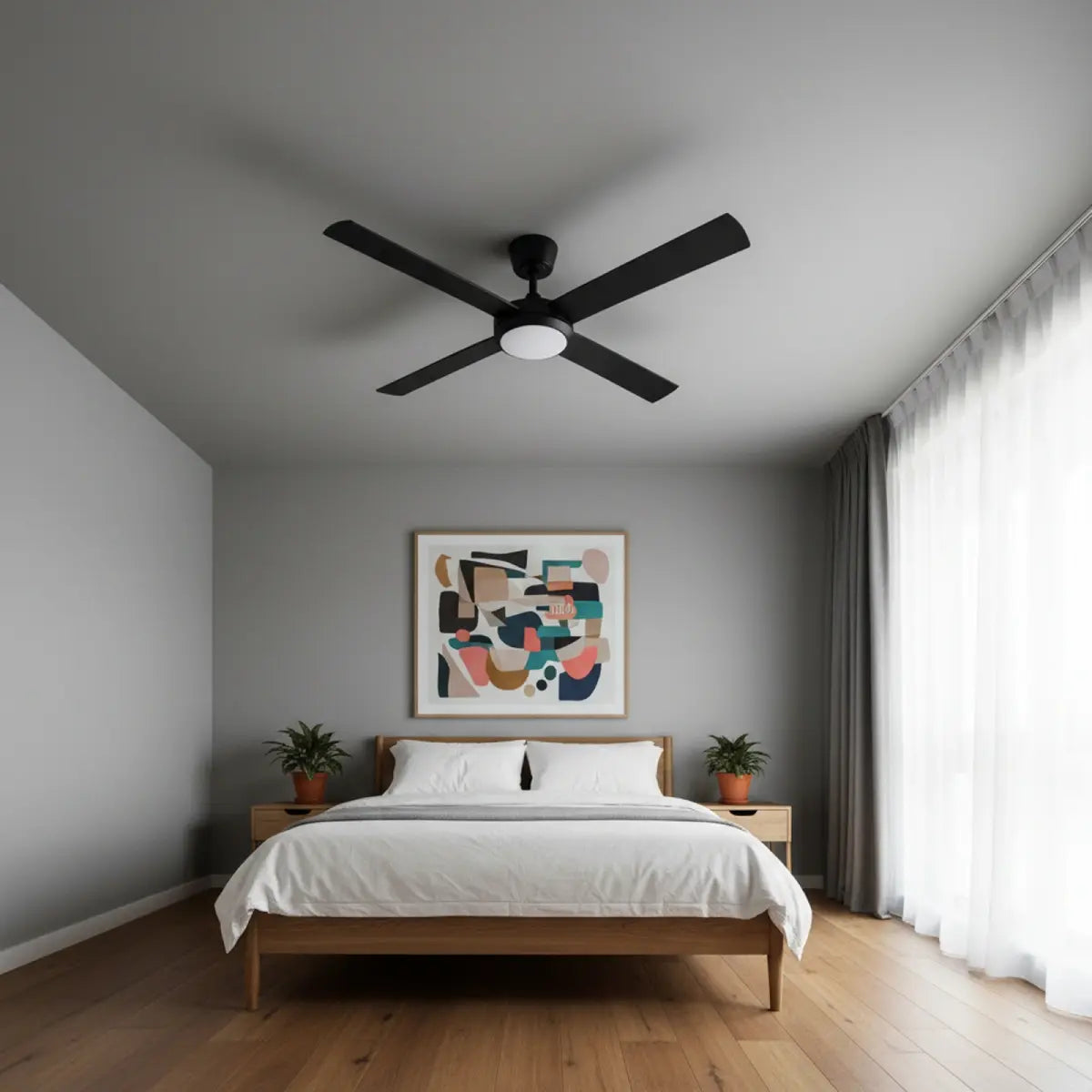 Eco Silent Pro DC Ceiling Fan with CCT LED Light – Black 52″