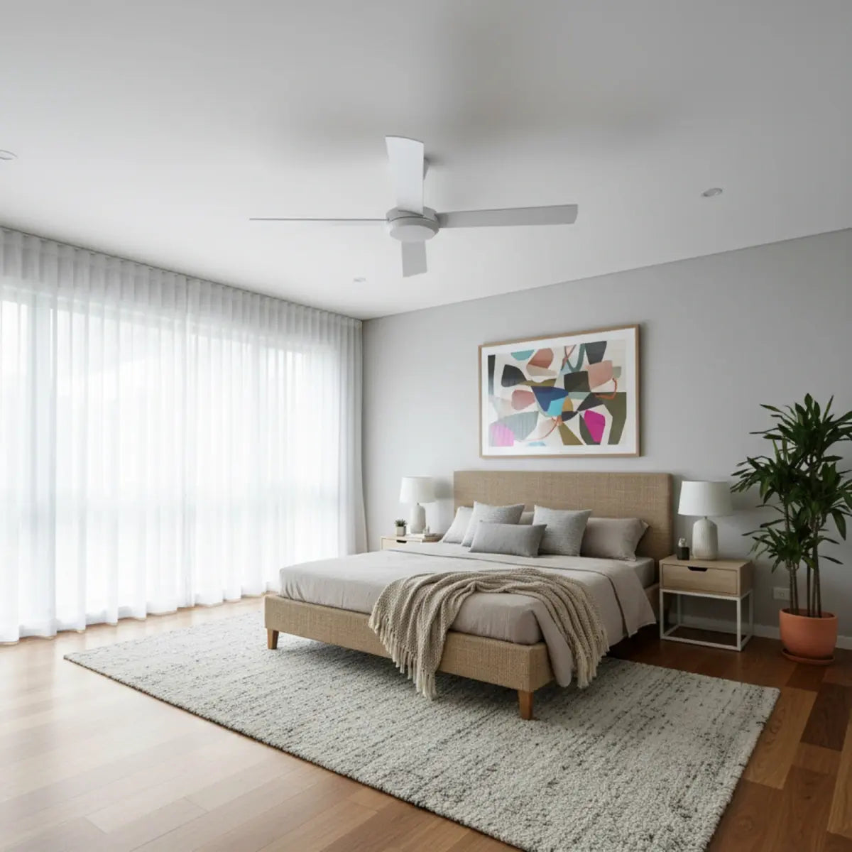 Eco Silent Pro DC Ceiling Fan with CCT LED Light – White 56″