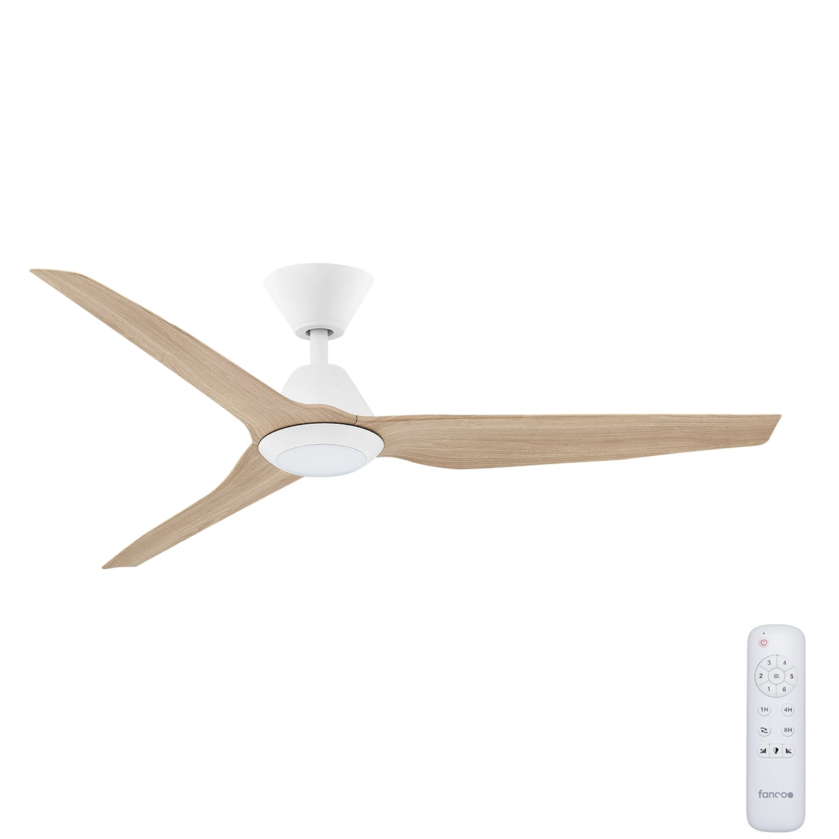 Infinity iD DC Ceiling Fan with CCT LED Light – Beechwood 54″