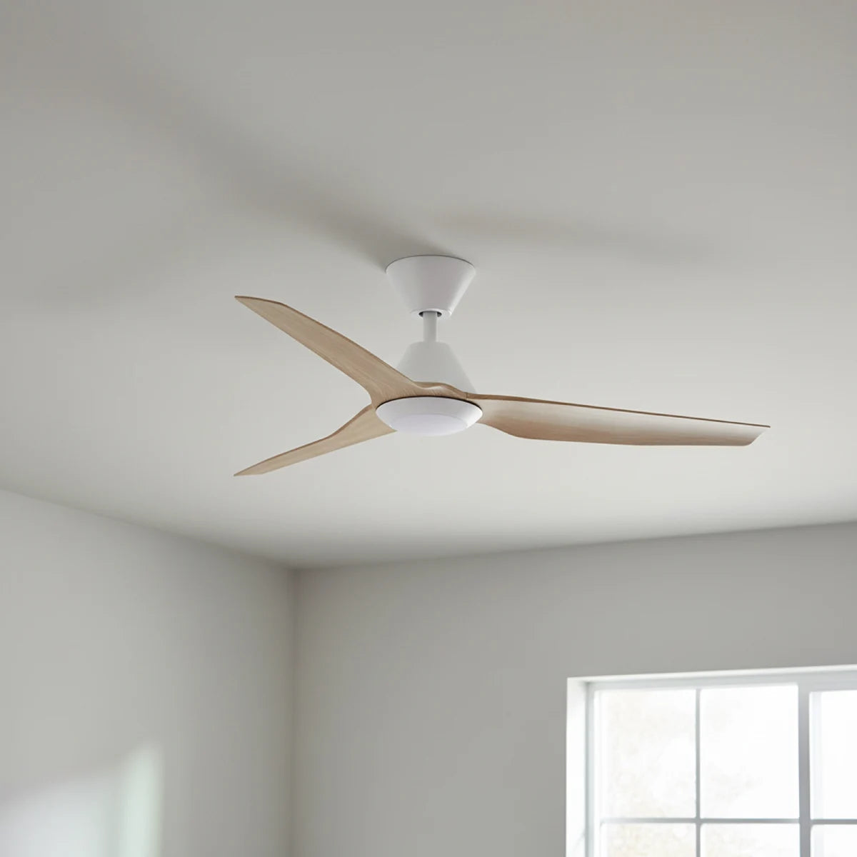 Infinity iD DC Ceiling Fan with CCT LED Light – Beechwood 48″