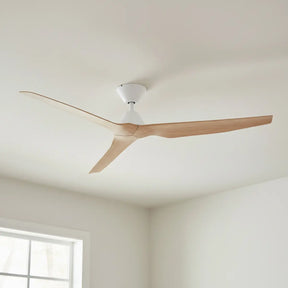 Infinity-iD DC Ceiling Fan with Remote – White with Beechwood Blades 60″
