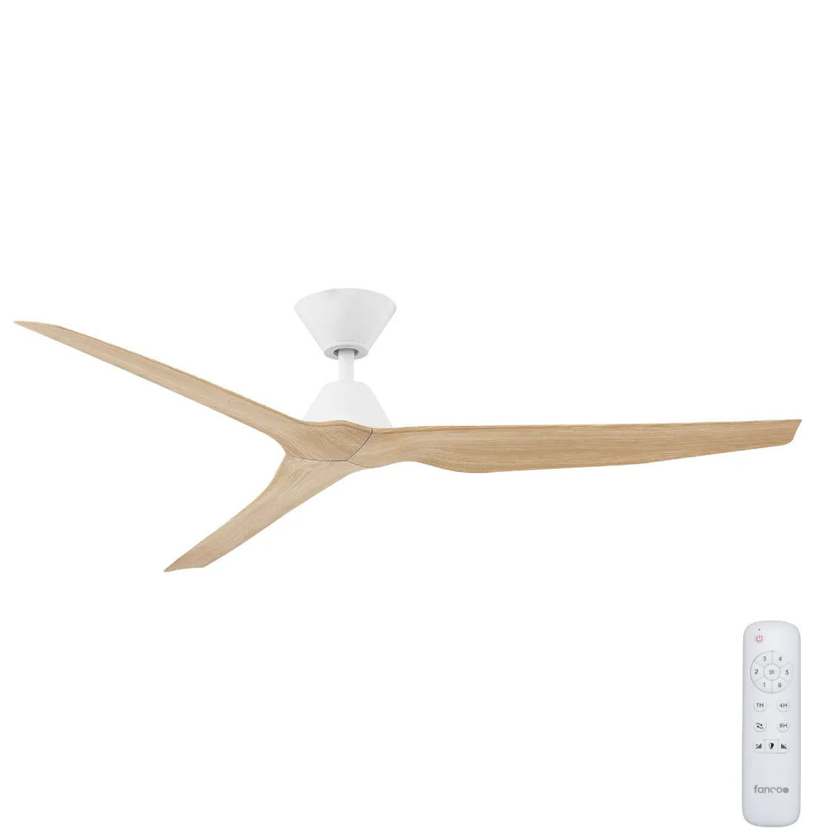 Infinity-iD DC Ceiling Fan with SMART/Remote – White with Beechwood Blades 60″
