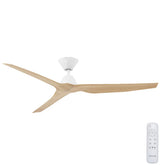 Infinity-iD DC Ceiling Fan with SMART/Remote – White with Beechwood Blades 60″