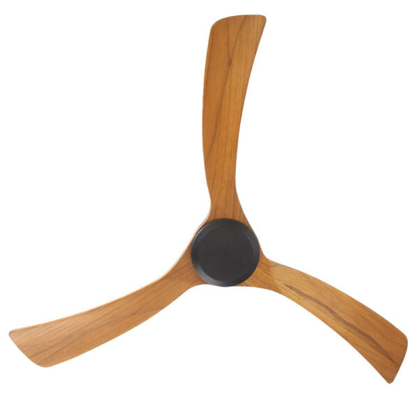 Sanctuary DC Ceiling Fan with Remote Control – Black with Teak Blades 52″