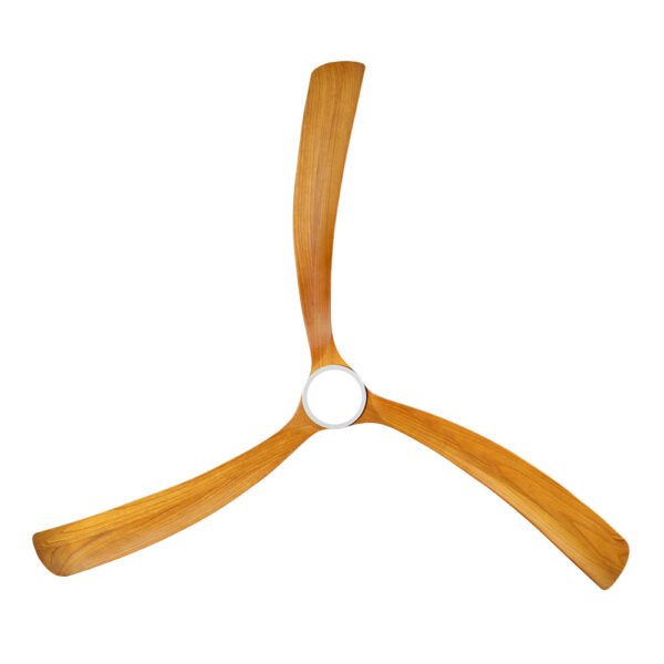 Sanctuary DC Ceiling Fan with CCT LED Light – White with Teak Blades 92″