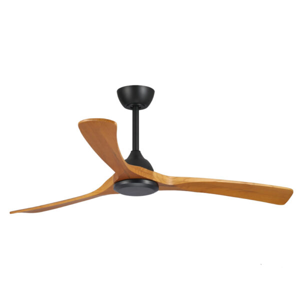 Sanctuary DC Ceiling Fan with Remote Control – Black with Teak Blades 52″