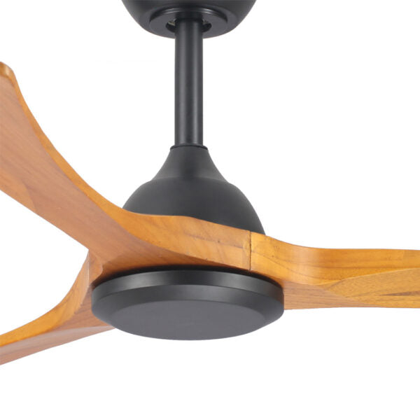 Sanctuary DC Ceiling Fan with Remote Control – Black with Teak Blades 52″