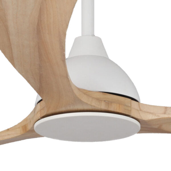 Sanctuary DC Ceiling Fan with Remote Control – White with Natural Blades 70″