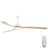 Sanctuary DC Ceiling Fan with CCT LED Light – White with Natural Blades 86″