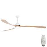 Sanctuary DC Ceiling Fan with CCT LED Light – White with Natural Blades 92″
