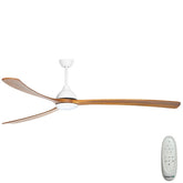 Sanctuary DC Ceiling Fan with CCT LED Light – White with Teak Blades 92″