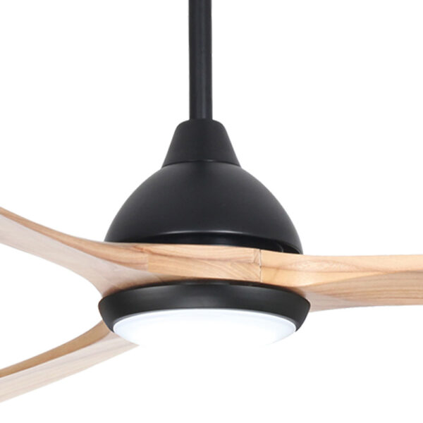 Sanctuary DC Ceiling Fan with CCT LED Light – Black with Natural Blades 86″