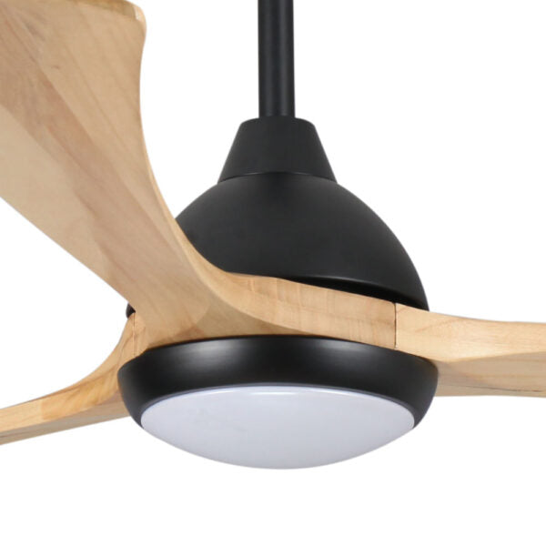 Sanctuary DC Ceiling Fan with Remote Control & CCT LED Light – Black with Natural Blades 52″