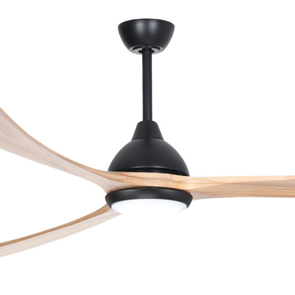 Sanctuary DC Ceiling Fan with CCT LED Light – Black with Natural Blades 92″