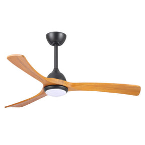 Sanctuary DC Ceiling Fan with Remote Control & CCT LED Light – Black with Teak Blades 52″