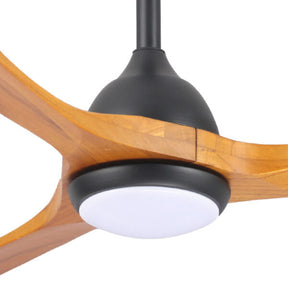 Sanctuary DC Ceiling Fan with Remote Control & CCT LED Light – Black with Teak Blades 52″