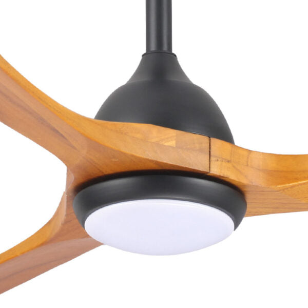 Sanctuary DC Ceiling Fan with Remote Control & CCT LED Light – Black with Teak Blades 52″