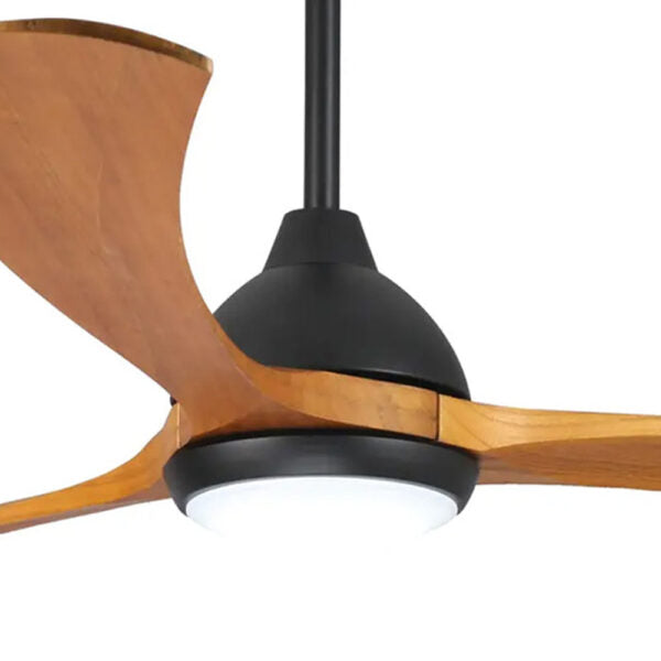 Sanctuary DC Ceiling Fan with CCT LED Light – Black with Teak Blades 70″