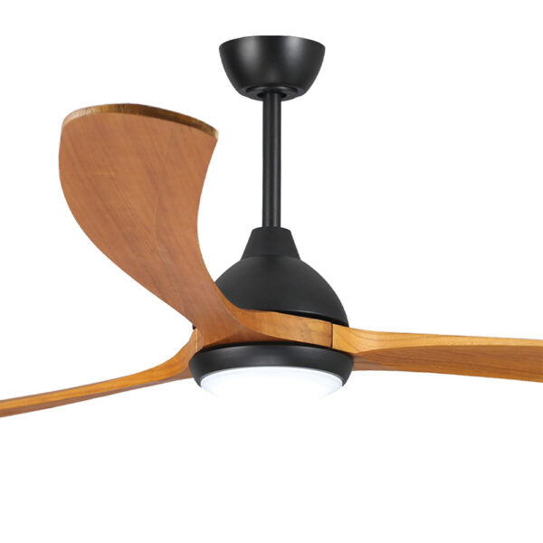 Sanctuary DC Ceiling Fan with CCT LED Light – Black with Teak Blades 92″
