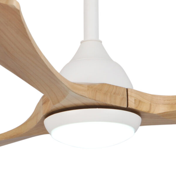 Sanctuary DC Ceiling Fan with Remote Control & CCT LED Light – White with Natural Blades 52″