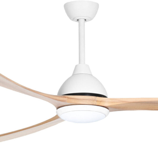Sanctuary DC Ceiling Fan with CCT LED Light – White with Natural Blades 92″