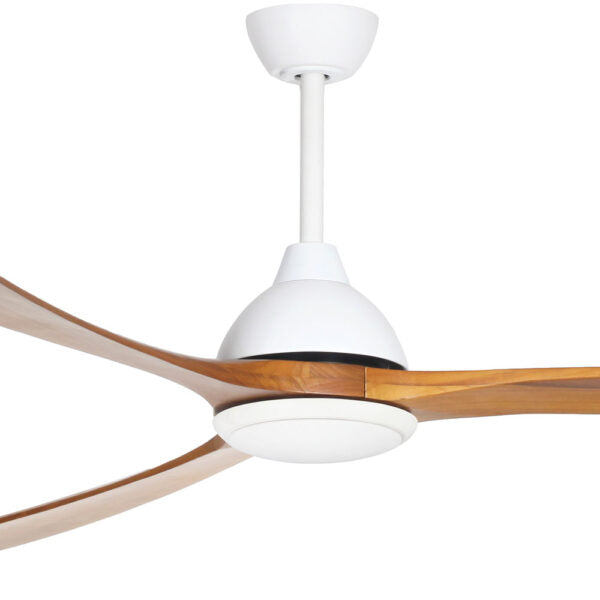 Sanctuary DC Ceiling Fan with CCT LED Light – White with Teak Blades 92″