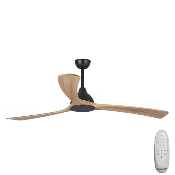 Sanctuary DC Ceiling Fan – Black with Natural Blades 70″